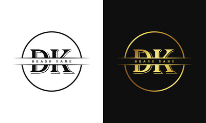 DK letters creative, minimal monogram logo vector template. KD Letter Logo Design Creative Modern Vector in black and white color. - obrazy, fototapety, plakaty