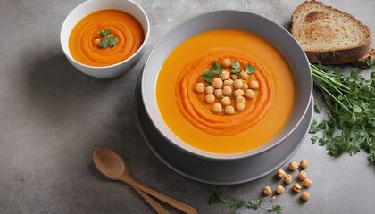 pumpkin soup, carrot and chickpea