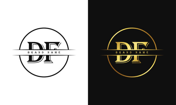 DF letters creative, minimal monogram logo vector template. FD Letter Logo Design Creative Modern Vector in black and white color.