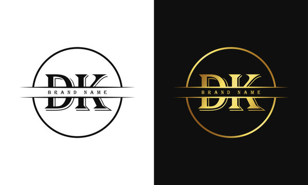 DK letters creative, minimal monogram logo vector template. KD Letter Logo Design Creative Modern Vector in black and white color.
