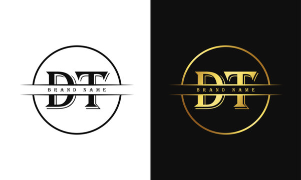 DT letters creative, minimal monogram logo vector template. TD Letter Logo Design Creative Modern Vector in black and white color.