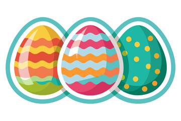 Easter eggs die cut sticker vector arts illustration