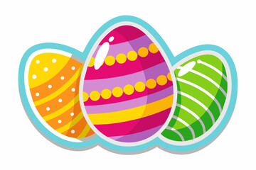 Easter eggs die cut sticker vector arts illustration