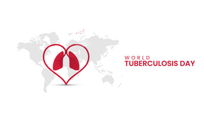 World TB day, World Tuberculosis day, Love shape and Lungs banner, poster vector illustration.