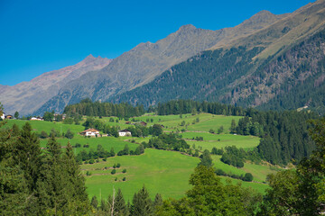 Naklejka na ściany i meble Summer view of the beautiful Val Ridanna during sunny day of september in Alto Adige, Italy