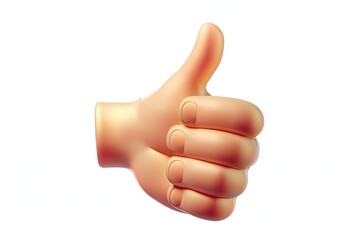 Vector 3D Icon Emoji Hand Shows Thumb Up Isolated On White