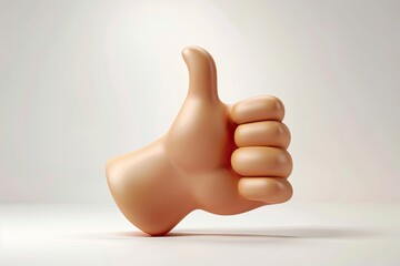 Vector 3D Icon Emoji Hand Shows Thumb Up Isolated On White