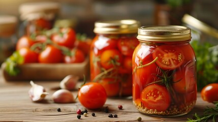 pickled tomatoes in a jar