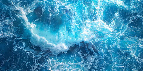 Blue abstract ocean seascape, water background, generative ai - obrazy, fototapety, plakaty