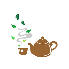 morning hot tea with a strong tea aroma vector illustration