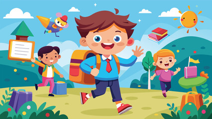 vector art style back to school concept with funny vector 7.eps