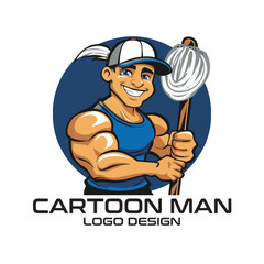 Cartoon Man Vector Logo Design