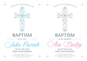 Baptism Boy and Girl Invitation Vector