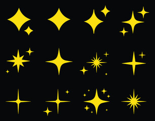 Yellow Sparkle Stars Vector