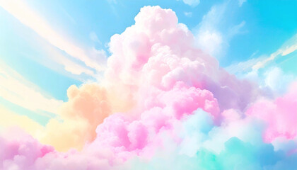 Pastel-colored bright dreamy clouds.