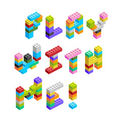 Play with me. Words made from construction blocks