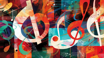 An illustration captures the essence of music with vibrant notation symbols.