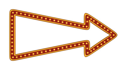 Red arrow frame gold border light glow retro advertising sign on white background. 3d rendering © parinja
