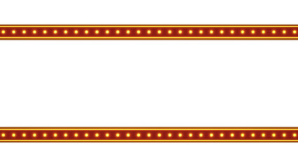 Red frame gold border light glow retro advertising sign on white background. 3d rendering © parinja