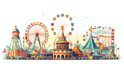 Aliha34 A whimsical carnival with colorful rides and attractive