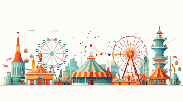 Aliha34 A whimsical carnival with colorful rides and attractive