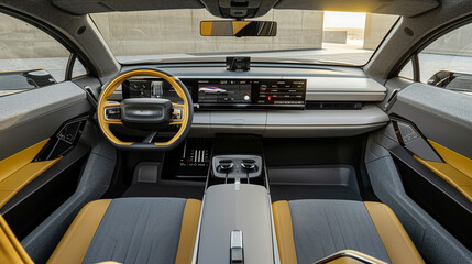 The electric concept cars interior offers a harmonious blend of style and functionality.