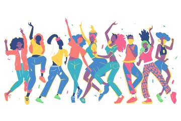 International Dance Day. banner with different dance moves on white background. horizontal banner