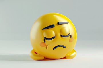 3D Vector 3D Emoji Bored Or Tired Expression Isolated
