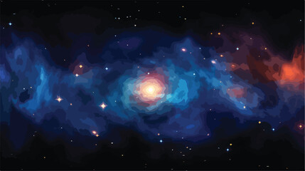 360 degree stellar space background with nebula  - obrazy, fototapety, plakaty