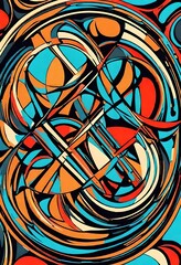 a colorful painting of various radial circles. Circular. Lines. Background.