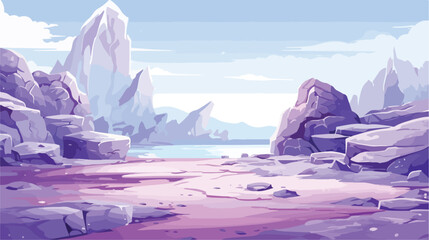  Fantasy landscape with sandy glaciers and purple  - obrazy, fototapety, plakaty
