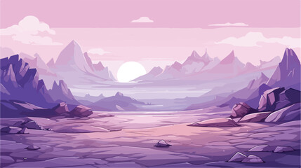  Fantasy landscape with sandy glaciers and purple  - obrazy, fototapety, plakaty