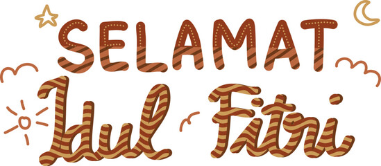 Fototapeta premium Selamat Idul Fitri cute text