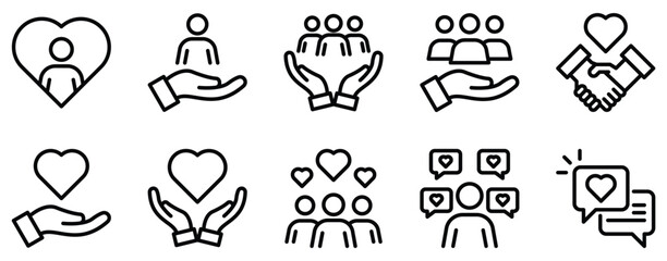 support icon line style set collection