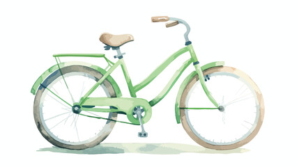 Fototapeta na wymiar Fathers Day Green bike Watercolour Flat vector isolated