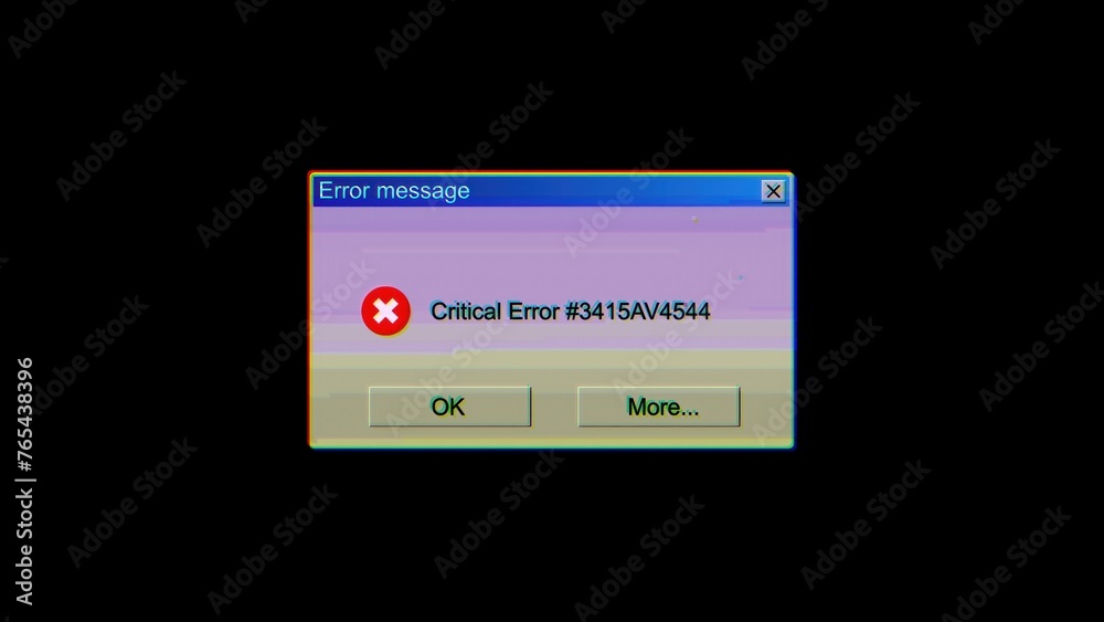 Poster critical error message glitch. computer generated 3d render