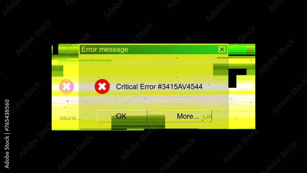 Poster critical error message glitch. computer generated 3d render