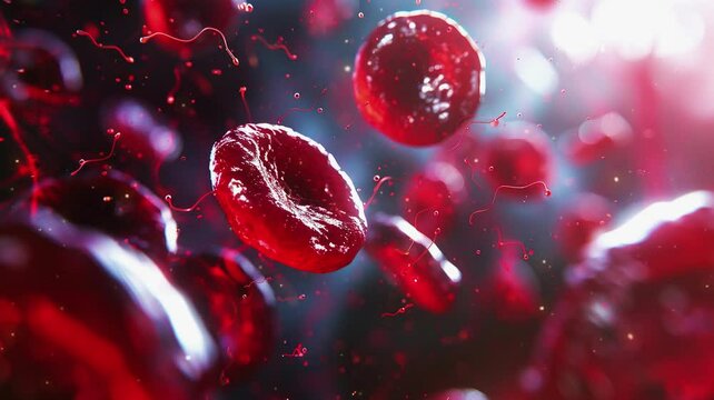 3D illustration of Red Blood Cells Background in Microscopic View 