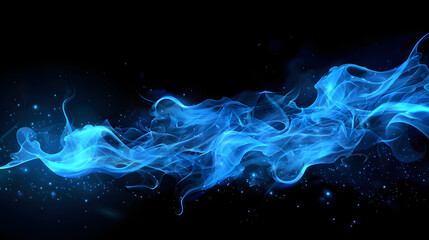 Ethereal Azure: Captivating Vector Illustration of Blue Smoke on Black - obrazy, fototapety, plakaty