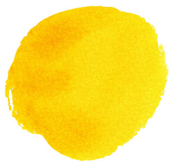 Yellow Watercolor hand painted circles texture. Watercolour circle elements for design.
