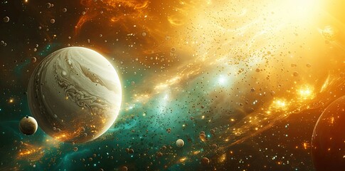 Planets and galaxy, science fiction wallpaper. Beauty of deep space