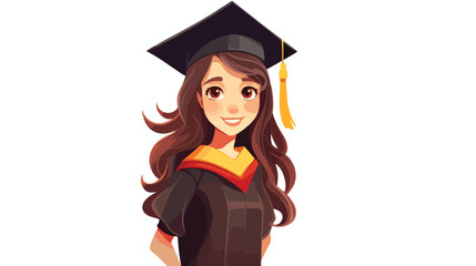 Graduation Girl Flat vector isolated on white background