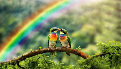 Foto op Aluminium rainbow lorikeet on a branch © Ayaz