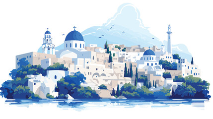 Greece Flat vector isolated on white background  - obrazy, fototapety, plakaty