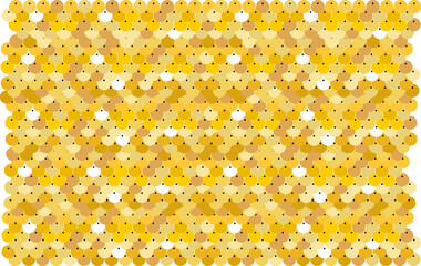 Gold sequins background. Scales texture. Vector illustration