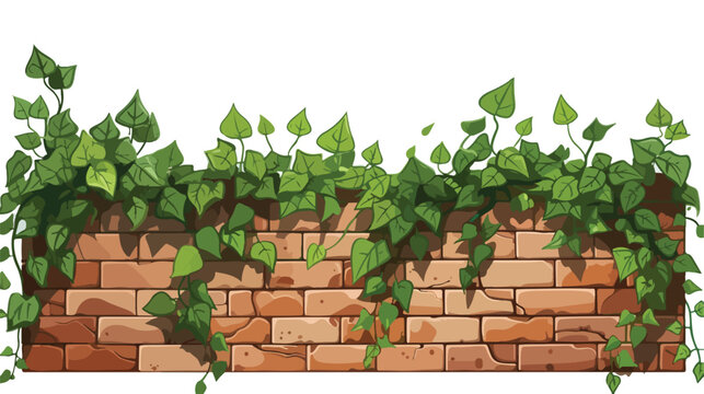 Ivy Growing On Brick Wall Flat vector 