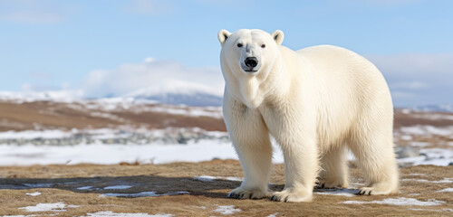 Polar bear (ursus maritimus) walking in the snow, in tundra Canada, North America © chiew