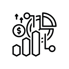 Black line icon for market share