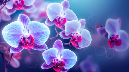 Pastel orchid bouquet, floral border on light background