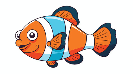 Clown fish color line illustration. Ocean fishes.